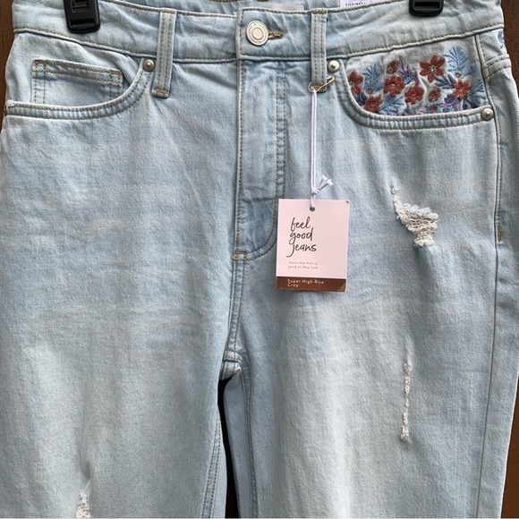 Lauren Conrad | NWT Super High Rise Size 6 Crop Floral Embroidered Jeans - Picture 13 of 16